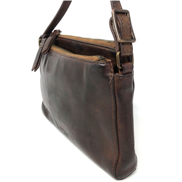 Margot New York Pebbled Leather Compact Cross Body Bag Cognac Brown Organizer - Picture 7 of 16